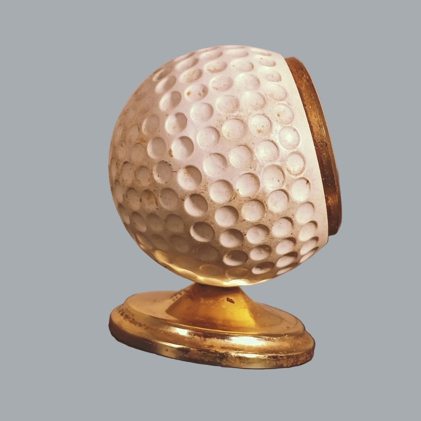 Vintage French Brass Desk Thermometer Golf Ball Style 4"x2.5"