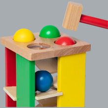 Load image into Gallery viewer, Pound &amp; Roll Wooden Tower Toy + Hammer Pound A Ball Educational Toddler 2+
