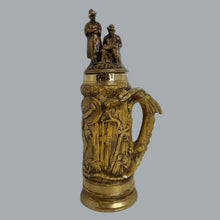 Load image into Gallery viewer, Vntg 1979 Ceramic Gloss Beer Stein Warrior Graphics &amp; Dragon Handle Chip On Tail
