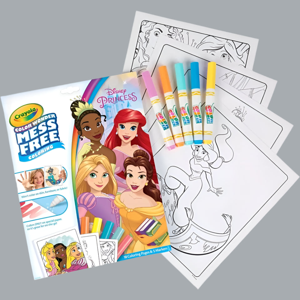 Crayola Wonder Disney Princess Pages Mess Free Coloring, Gift for Kids, Age 3-6