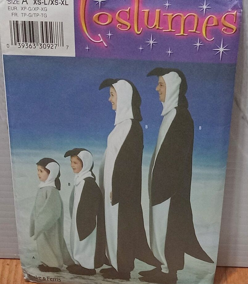 Simplicity 3639 Penguin Family Costume Patterns Child Teen Adult Size