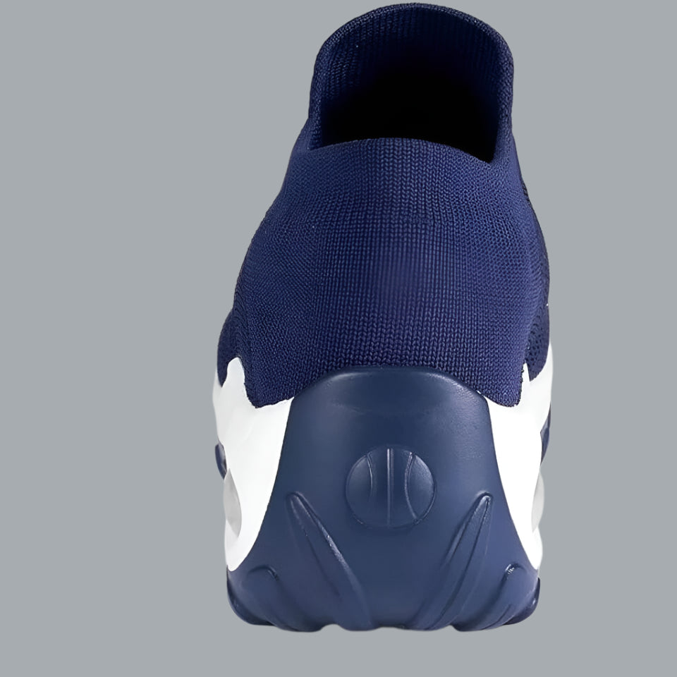 Slip on Sock Sneakers Mesh Shoes Wedge Comfort AirCushion Platform Navy Blue 8.5