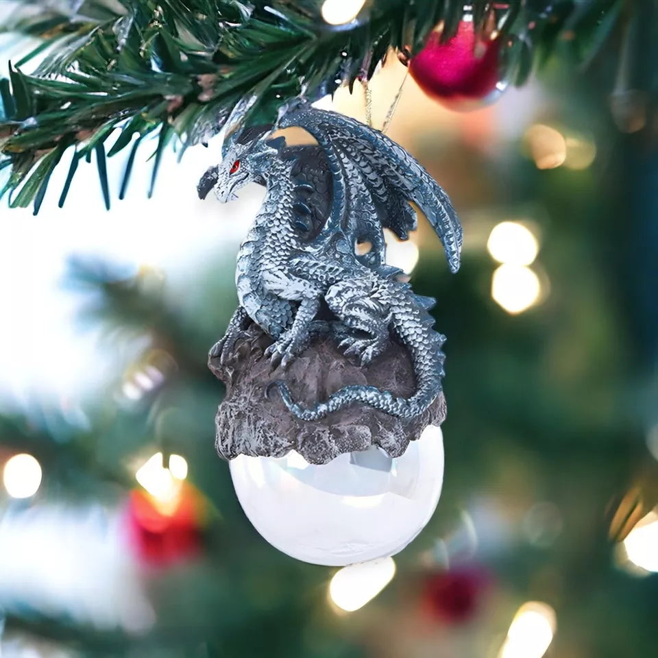 Checkmate Gray Dragon Hanging Ornament Hand-painted cold cast resin