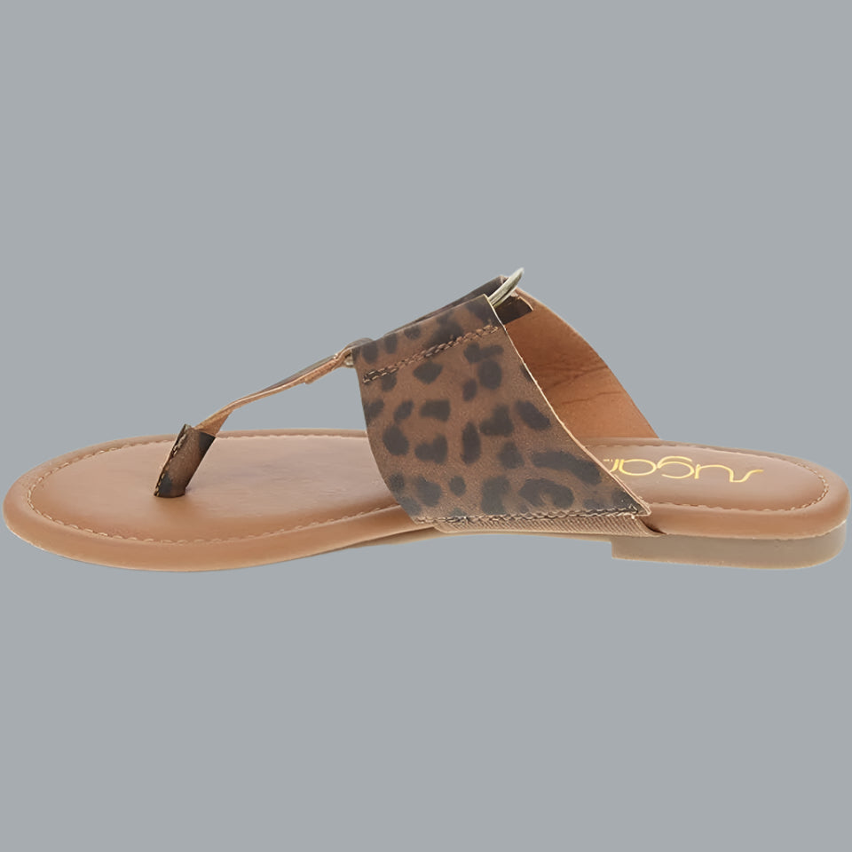Sugar Women's Price Flat Thong Sandal with Ring Hardware Leopard 10