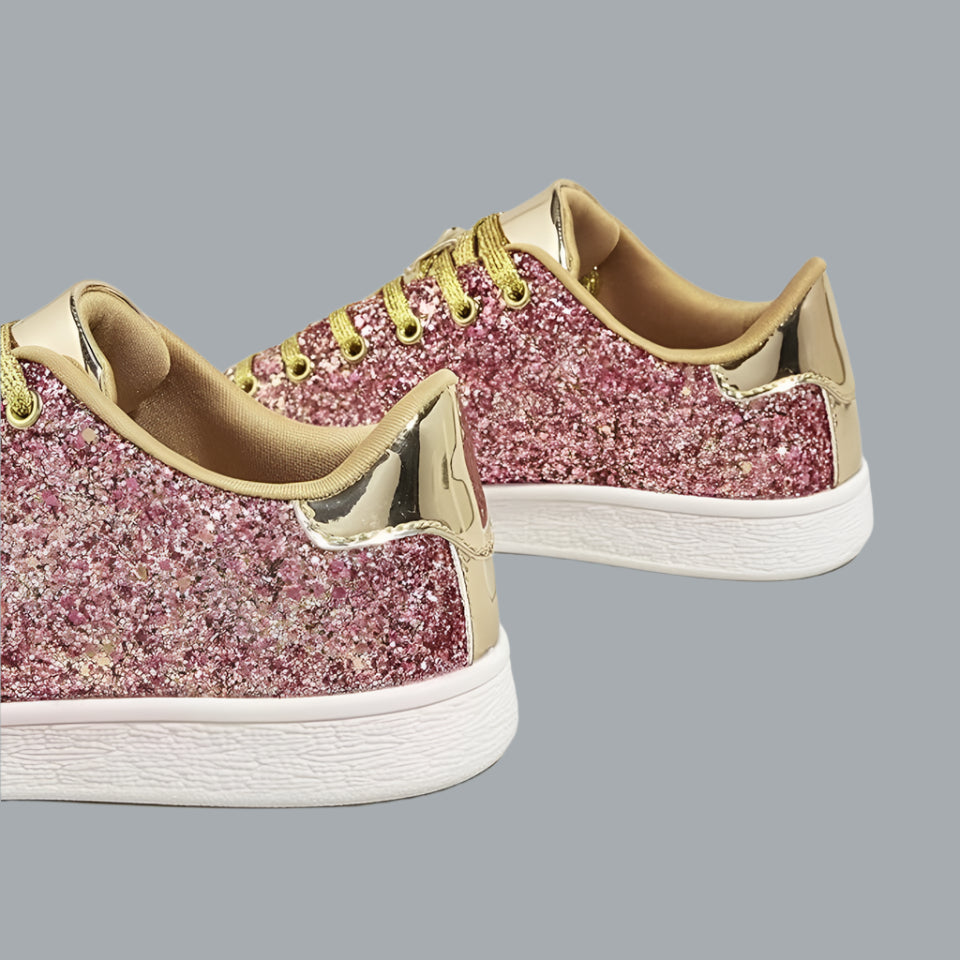 Glitter Sneakers Lace up Fashion Sneakers Sparkly Women Shoes 10 B(M) US Gold