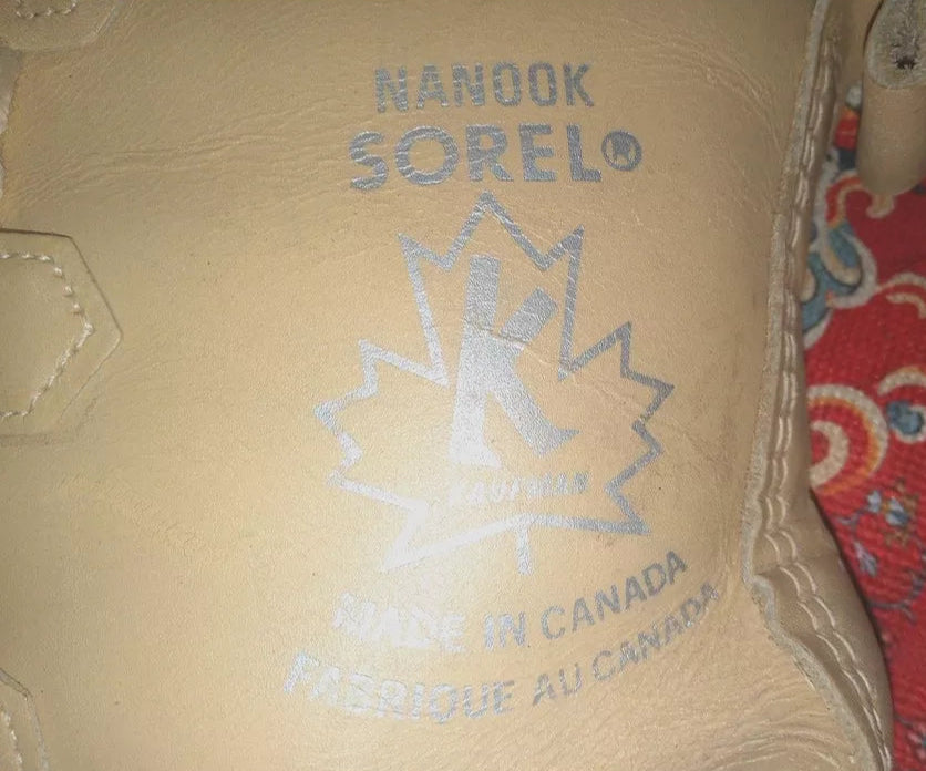 Sorel Nanook Snow Winter Tan Leather Wool Liners Lace Up Boots WOMENS GB 5 US 7