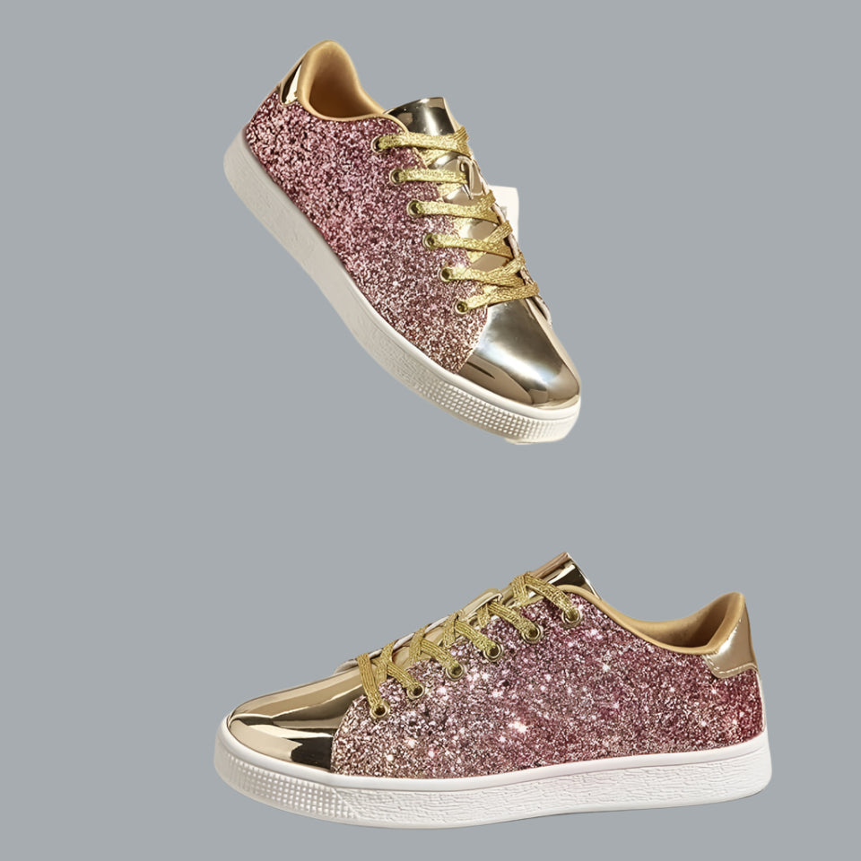 Glitter Sneakers Lace up Fashion Sneakers Sparkly Women Shoes 10 B(M) US Gold