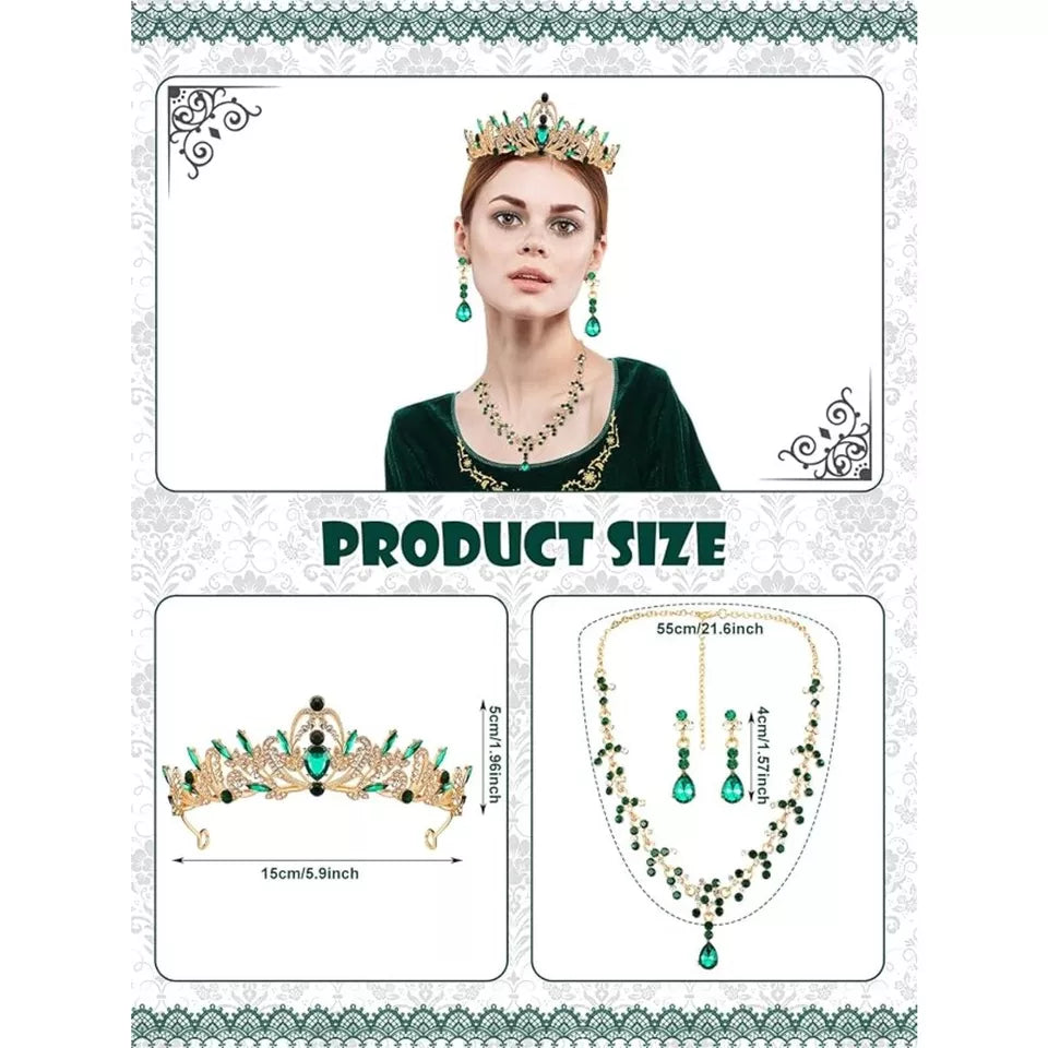 4 Pcs Medieval Women Princess Dress with Waistband Renaissance Green L