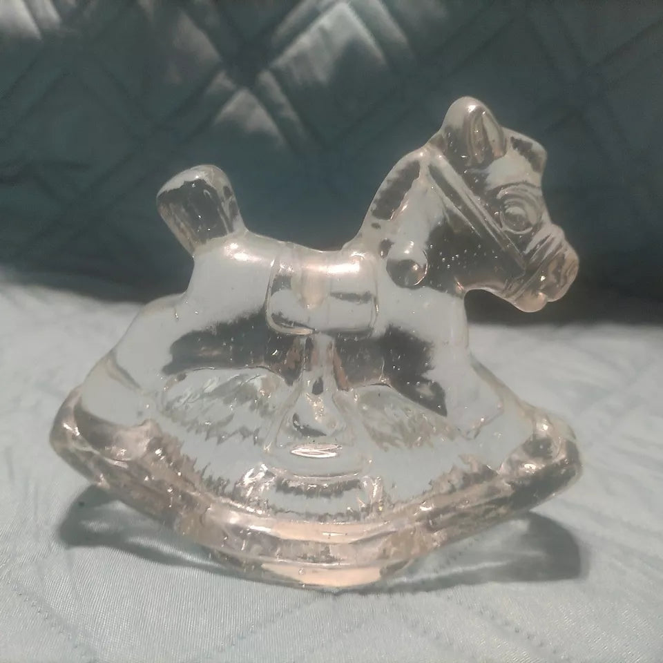 Crystal Rocking Horse Candle Holder Heavy~Henriksen Imports of San Francisco