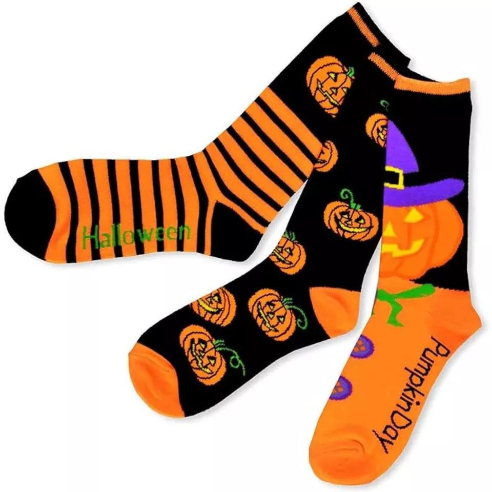 Fun Novelty Halloween Party Socks Crew Lowcut Knee High 9-11 Multipair