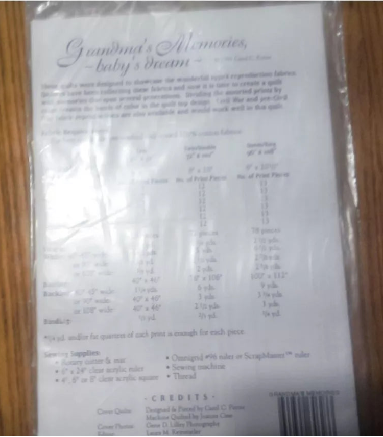 Grandma's Memories Baby's Dream QUILT PATTERN Heatherworks for 30s Repro Fabric