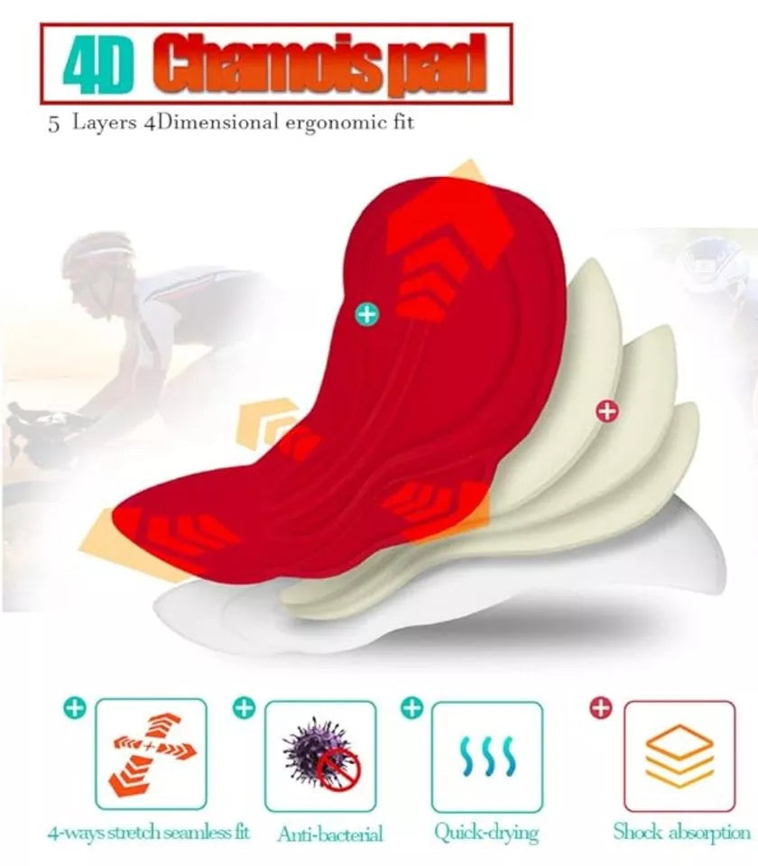 Cycling Pants 4D Padded Bike Bicycle Biking Tights Long MTB Leggings XXL Black