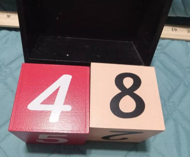 Stranger Things Block Calendar Perpetual Wood Dice Calendar Desk Display Scene