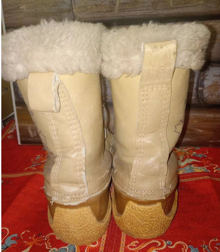 Sorel Nanook Snow Winter Tan Leather Wool Liners Lace Up Boots WOMENS GB 5 US 7