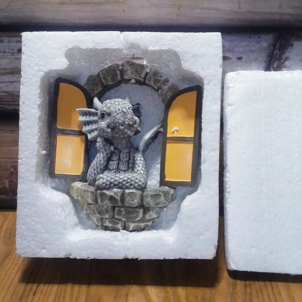 Window Shape Garden Dragon Statue, Wall Art Decor Indoor Outdoor