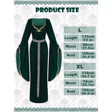 Load image into Gallery viewer, 4 Pcs Medieval Women Princess Dress with Waistband Renaissance Green L
