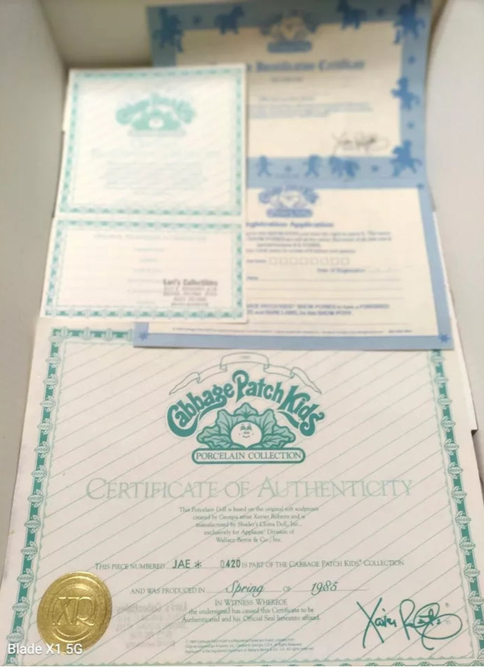 Vintage 1985 Porcelain Cabbage Patch Kids Doll Jenifer Alice Iob
