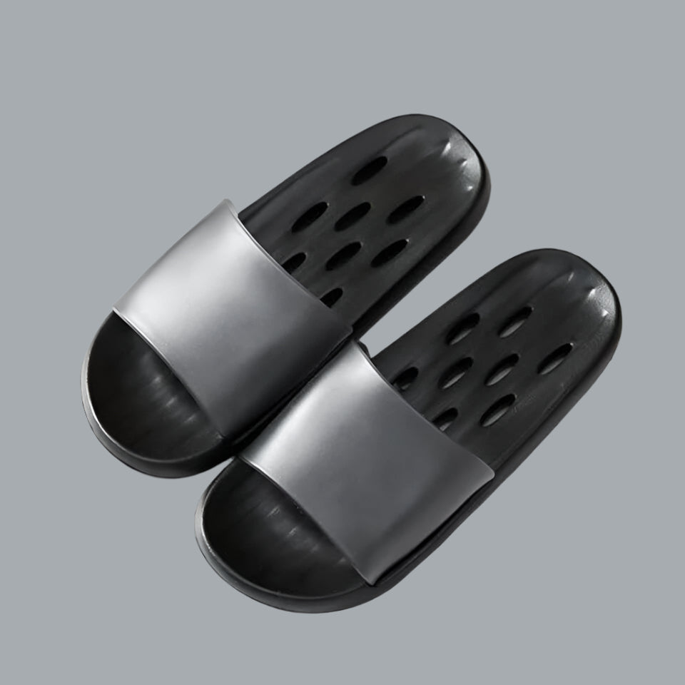 Shower Shoes Unisex Quick Drying Non-Slip Slides Drain Holes Slippers Black 5