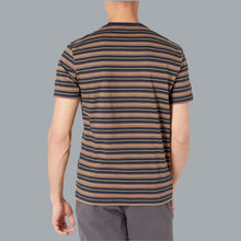 Load image into Gallery viewer, Men&#39;s Slim-Fit Short-Sleeve Cotton Crewneck T-Shirt Blue/Tan Stripe Large Tall

