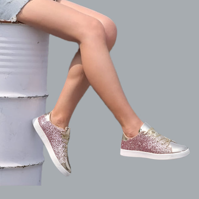 Glitter Sneakers Lace up Fashion Sneakers Sparkly Women Shoes 10 B(M) US Gold