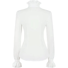 Load image into Gallery viewer, Victorian Gothic Shirt Vintage Ruffle Long Sleeve Blouse Tops XL White
