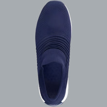 Load image into Gallery viewer, Slip on Sock Sneakers Mesh Shoes Wedge Comfort AirCushion Platform Navy Blue 8.5
