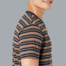 Load image into Gallery viewer, Men&#39;s Slim-Fit Short-Sleeve Cotton Crewneck T-Shirt Blue/Tan Stripe Large Tall
