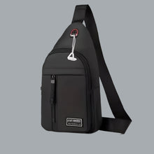 Load image into Gallery viewer, Black Nylon Leisure Sports Travel Chest Bag, Zipper Closure With Headphone Port

