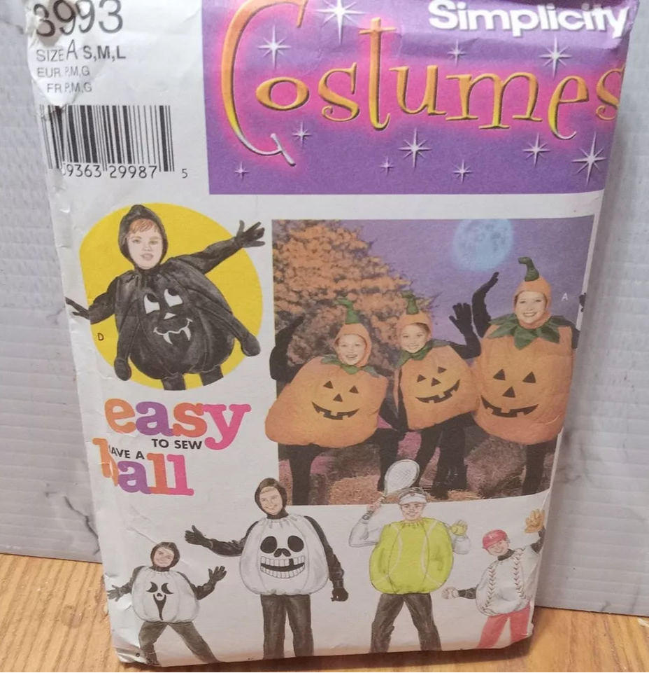 Simplicity Costume Pattern 3993 Size A S M L Pumpkin Ball Partially cut