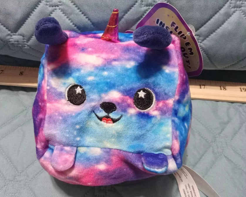 Moosh Moosh Plush Squared2 DREAM Blue Stars Flip'em Inside Out 4” Cute Soft