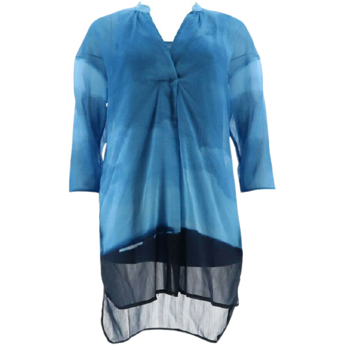 Halston Horizon Ombre' Print Woven Tunic Knit Tank Women's  Medium