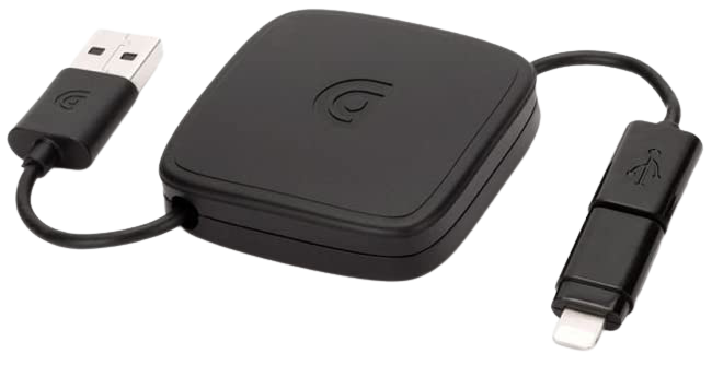 Retractable Charge/Sync Cable with Lightning Connector and Micro-USB -