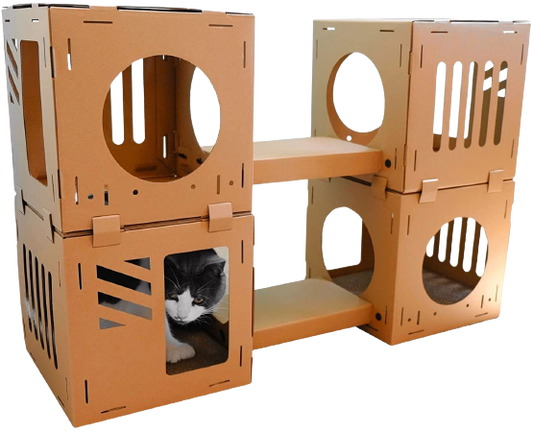 Midlee Cardboard Cat Climbing House Furniture- 2 Tower w/Scratching Pads