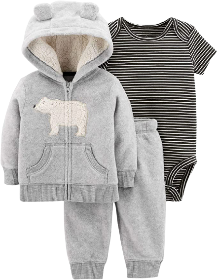Carter's Baby Boys` 3-Piece Little Jacket Set, Heather Polar Bear, 3 Months