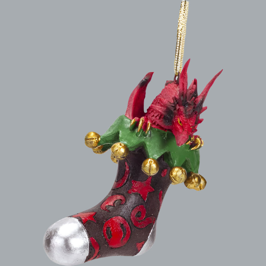 Dragon in Stocking Christmas Ornament