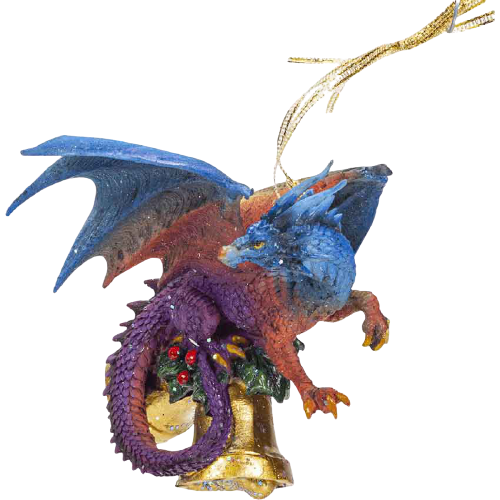 Dragon with Bells Hanging Christmas Ornament with Ribbon