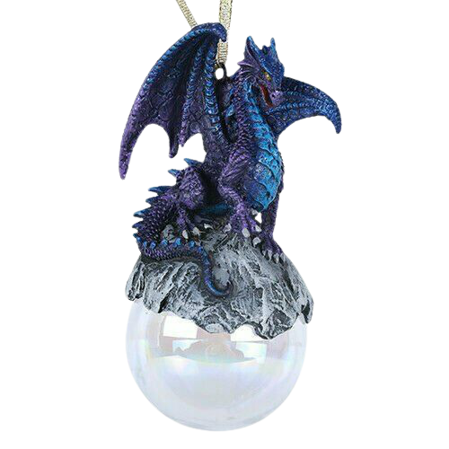 Talisman Purple Blue Dragon Glass Ball Ornament by Ruth Thompson